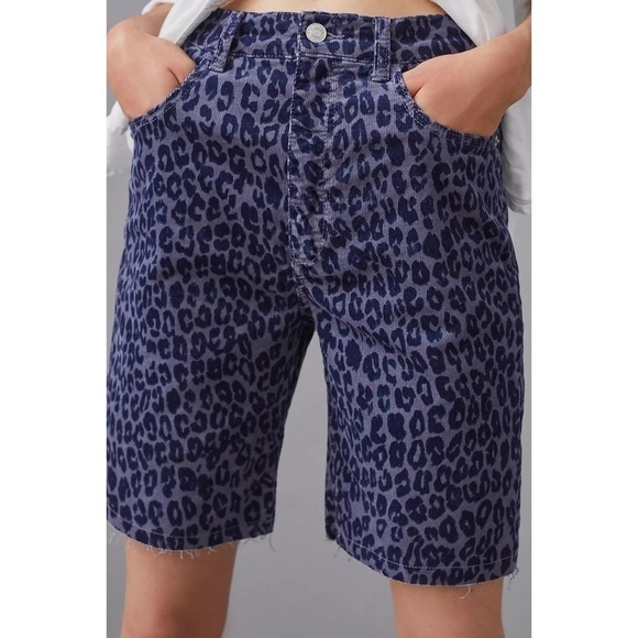 Anthropologie Pilcro Denim Bermuda Shorts Corduroy Animal Print 28 NWT New - Picture 2 of 12